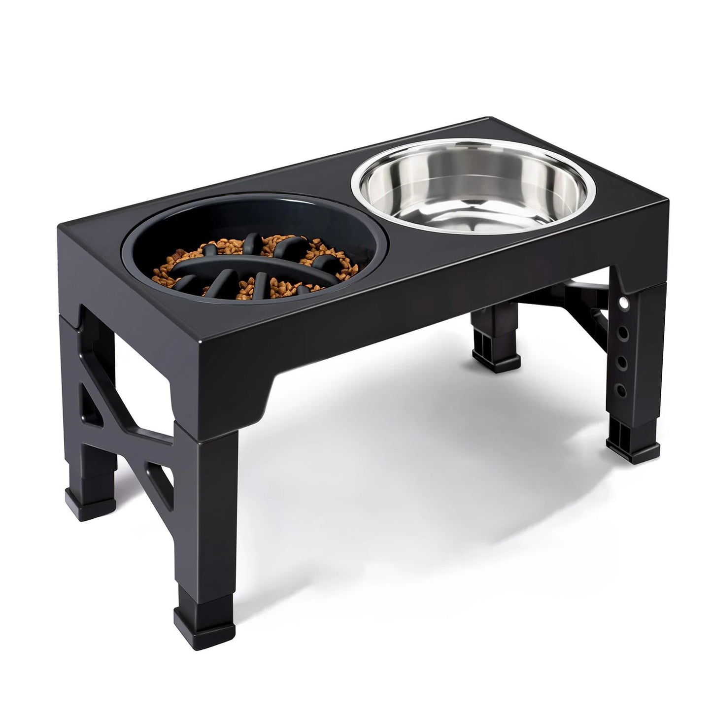 Elevated Dog Feeder Bowls Adjustable Raised Stand with Double Stainless Steel Food Water Bowls Small Medium Large Dogs